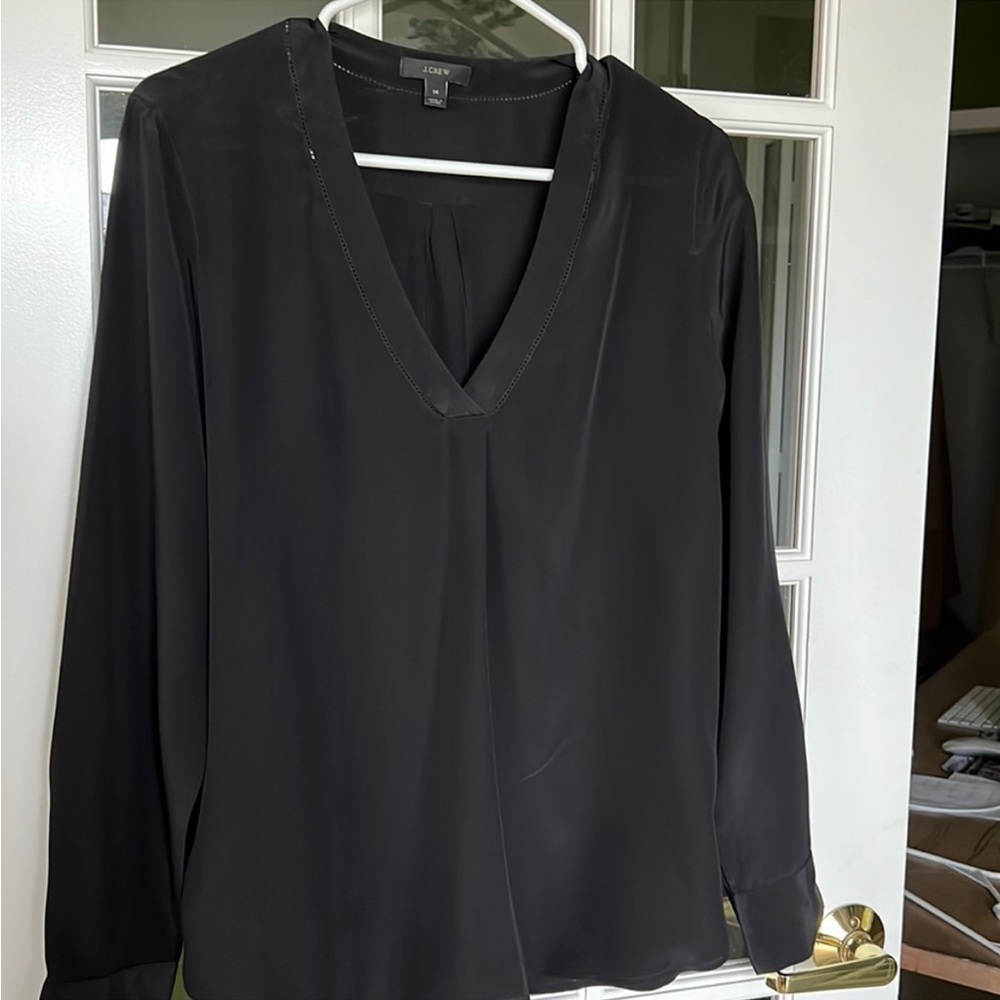 J. CREW , Black 100% Silk Blouse Shirt , size 14